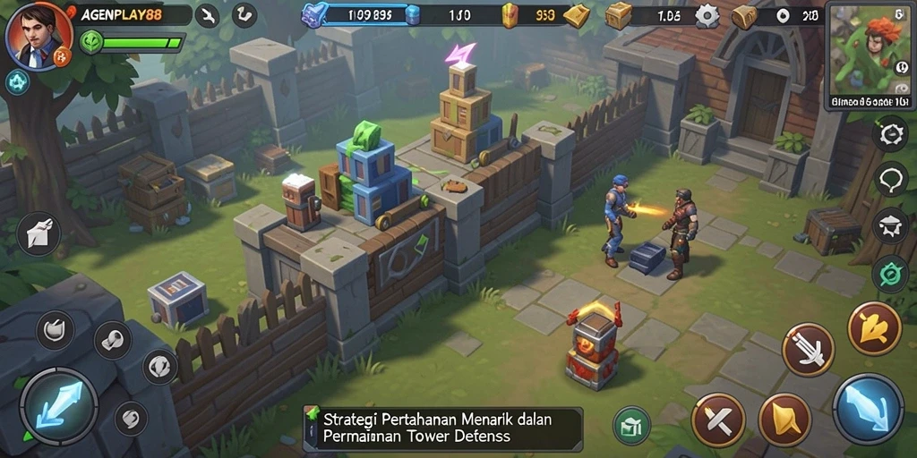 Tampilan gameplay seru AGENPLAY88 dalam genre Tower Defense.