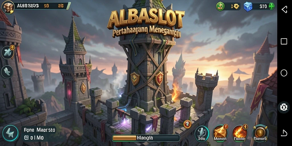 Gameplay ALBASLOT yang penuh aksi di arena Tower Defense.