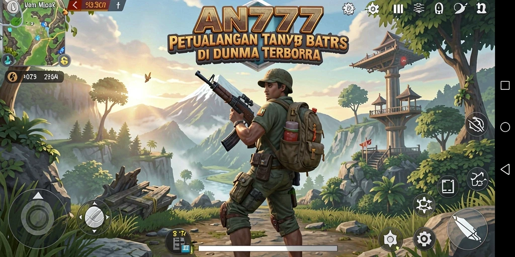 Screenshot dari gameplay AN777 yang menampilkan dunia terbuka yang luas.