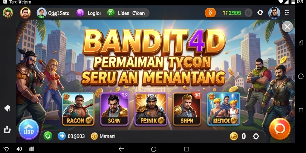Tampilan gameplay BANDIT4D yang menunjukkan pengelolaan bisnis Tycoon.