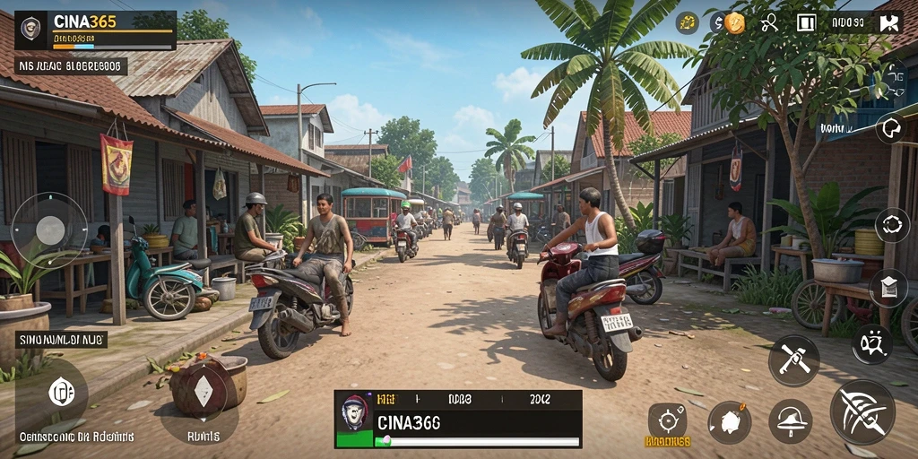 Gameplay menarik dari CINA365 yang menunjukkan kehidupan sehari-hari dalam simulasi.