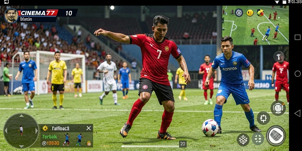 Tampilan gameplay mendebarkan di lapangan olahraga.