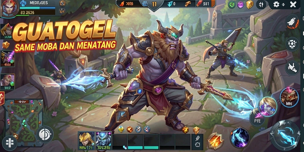 Screenshot gameplay GUATOGEL menampilkan pertempuran seru antar tim.