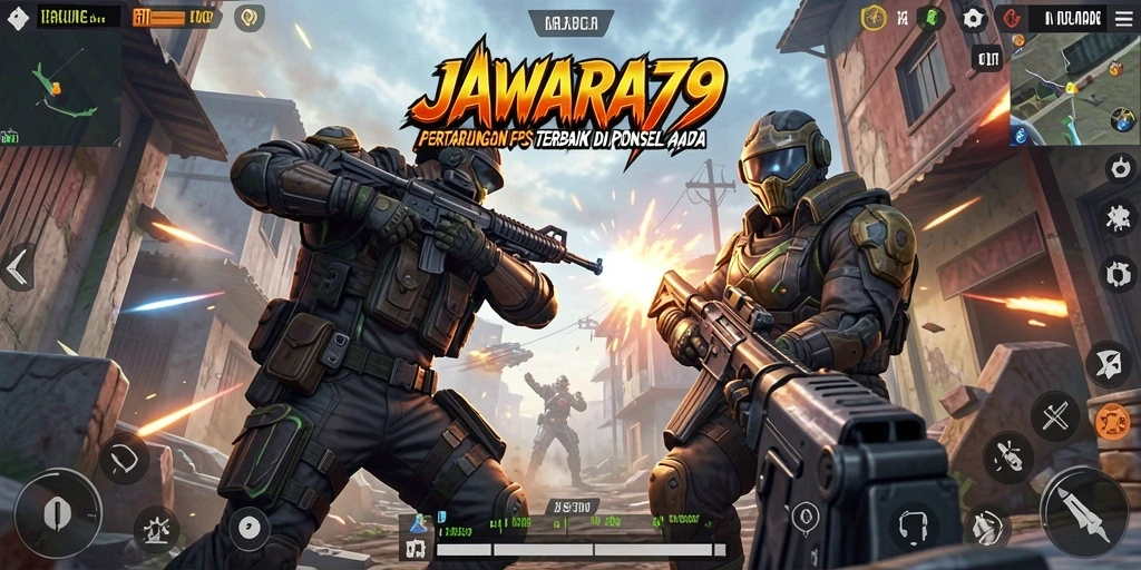 Screenshot JAWARA79 menampilkan aksi intens dalam pertempuran FPS.