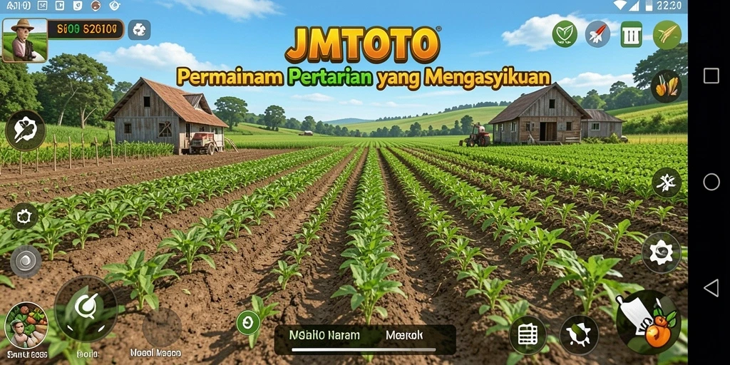 Screenshot dari gameplay JMTOTO yang menunjukkan aktivitas bertani.
