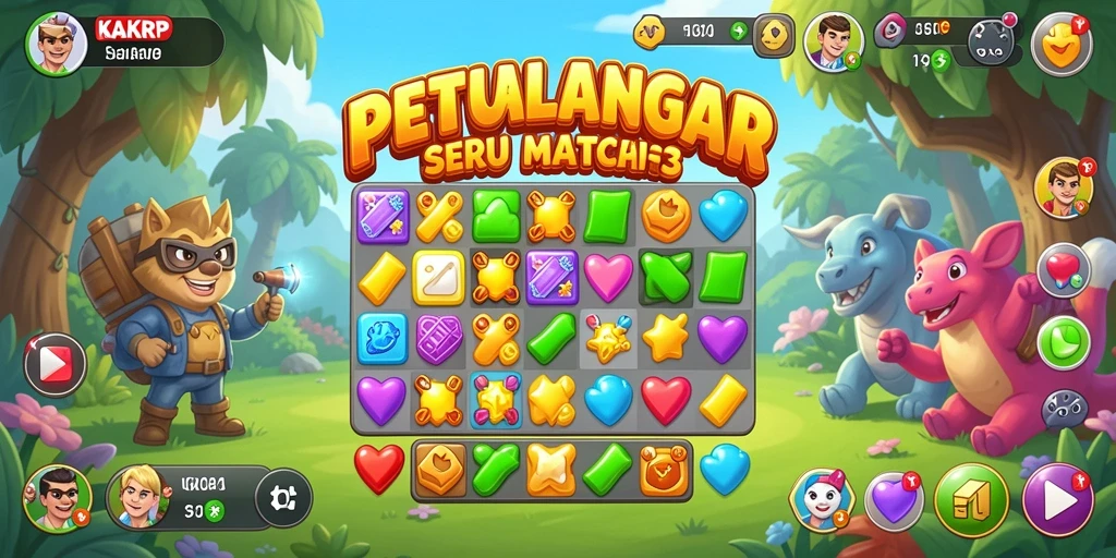 Tampilan gameplay KAKRP yang menyenangkan dalam genre Match-3.