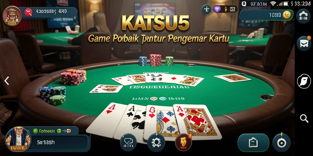 Screenshot gameplay KATSU5 menampilkan aksi seru di meja Poker.