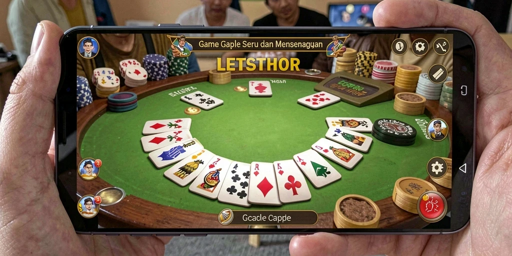 Screenshot LETSTHOR menampilkan keseruan bermain Gaple dengan teman.