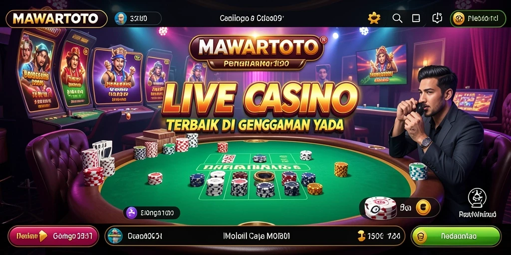 Tampilan menawan dari gameplay Live Casino MAWARTOTO dengan dealer langsung.