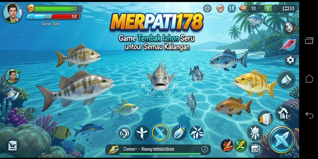 Tampilan gameplay seru dalam MERPATI178 saat memancing ikan.