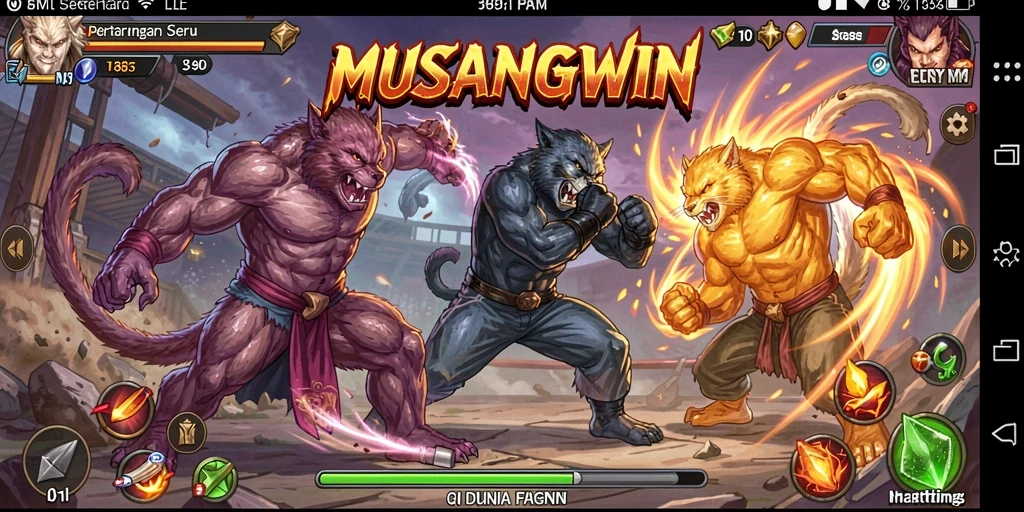 Tangkapan layar menunjukkan pertarungan seru di dalam MUSANGWIN.