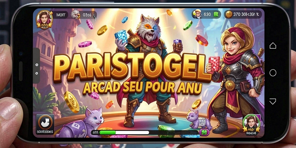Screenshot utama menampilkan gameplay seru PARISTOGEL dengan aksi cepat.