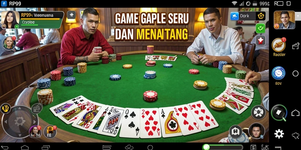 Gambaran gameplay Gaple di RP99 yang seru dan interaktif.
