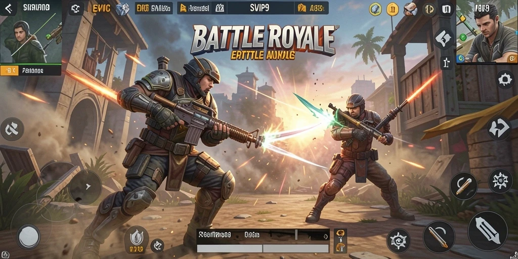 Tampilan gameplay SVIP9 yang menegangkan dan seru saat bertarung di Battle Royale.