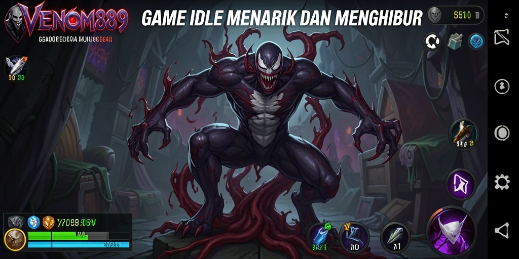 Tampilan screenshot utama <strong>VENOM889</strong> yang menunjukkan gameplay menarik dan karakter yang berkembang.